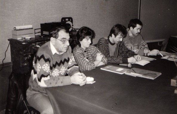 Assemblée Générale 1987, avec M. Fillion chargé des sports, Dominique Crouvizier, Gilles Boucansaud, Jean-Luc Greffier